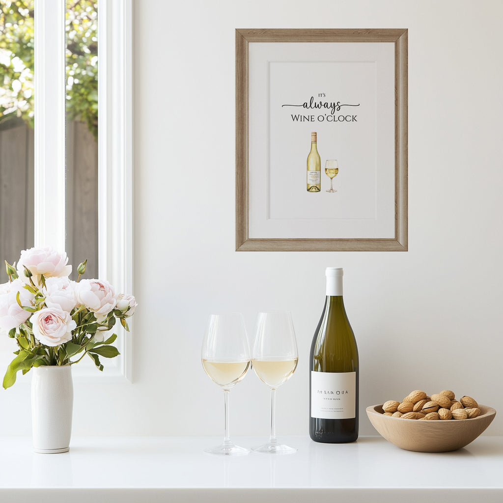 White Wine o'clock Art Print - Hydrangea Lane Home