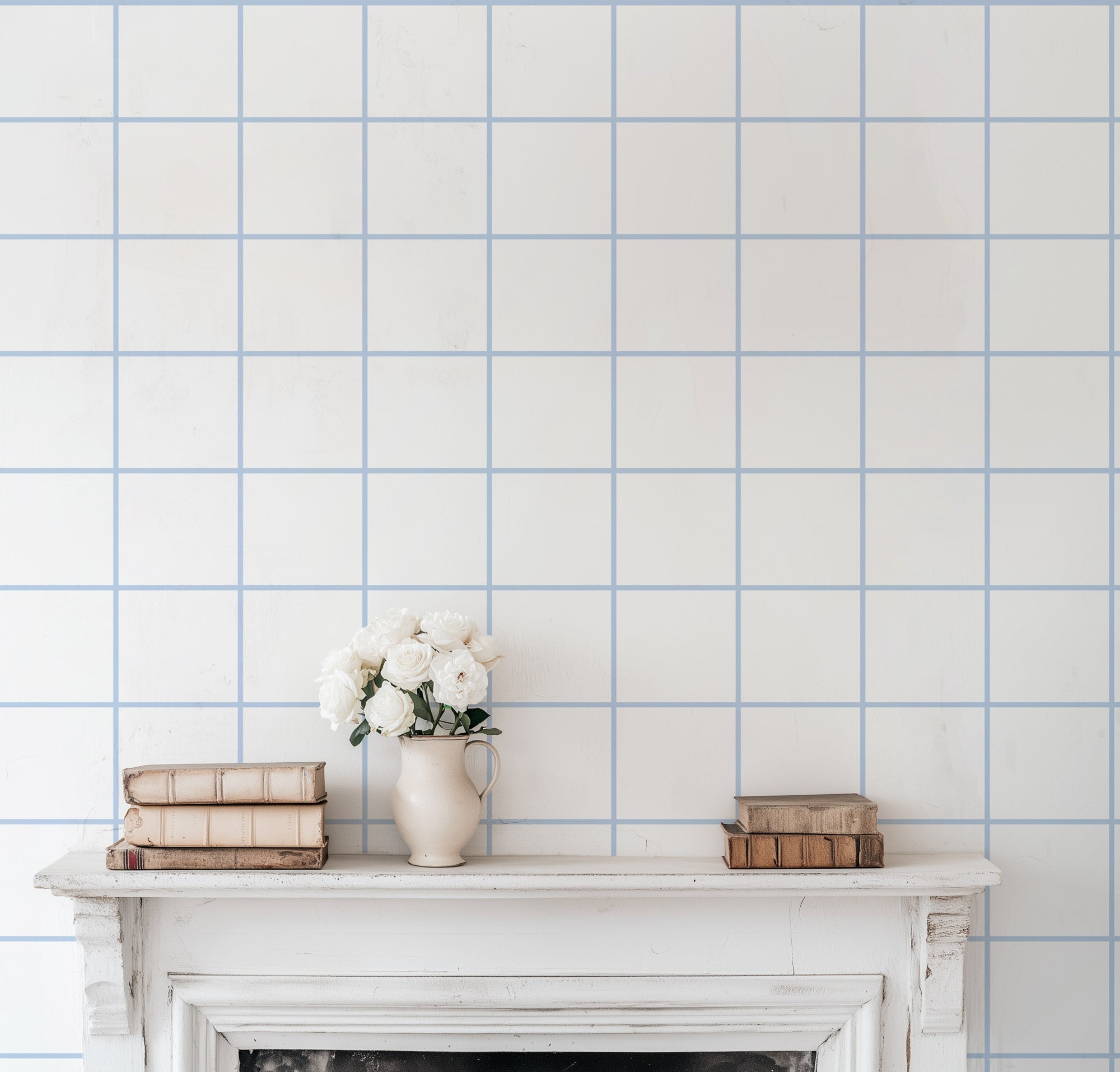 Window Pane Check Wallpaper - Serenity - Hydrangea Lane Home