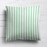 Breton Stripe cotton linen cushion in Emerald green