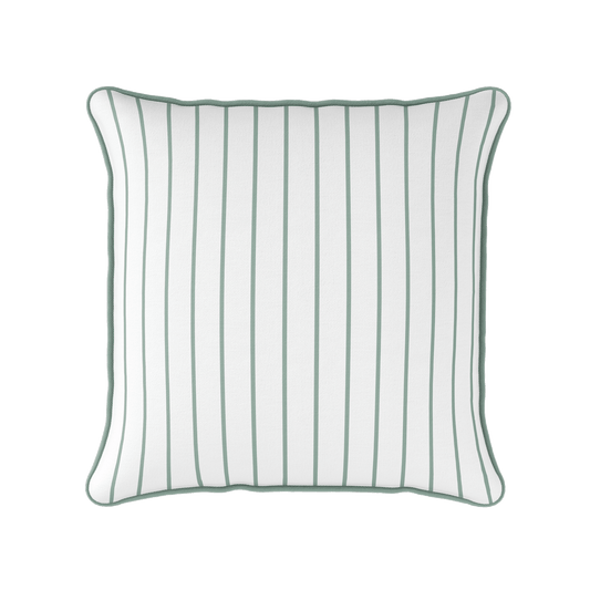 Breton Stripe Cushion Eucalyptus green