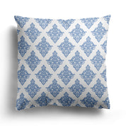 blue damask pattern cushion