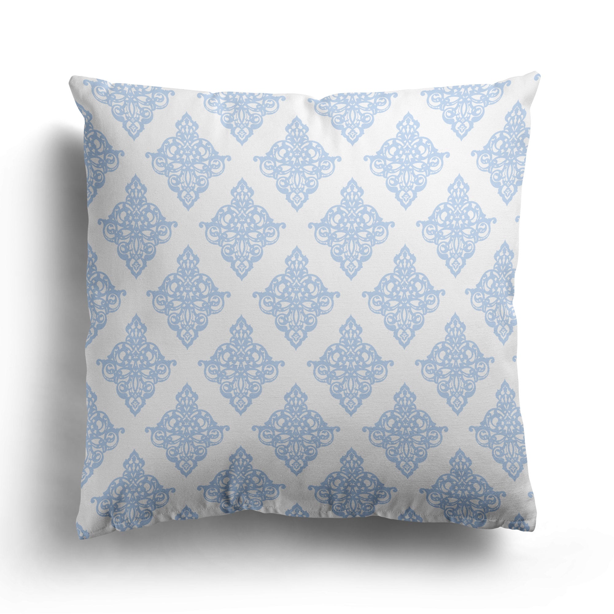 damask cushion serenity blue