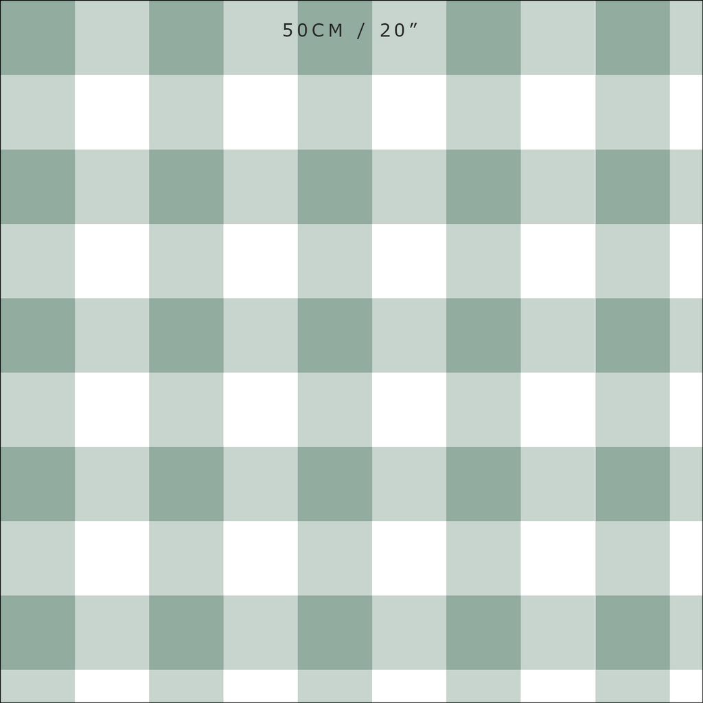 gingham check cotton linen fabric Eucalyptus green