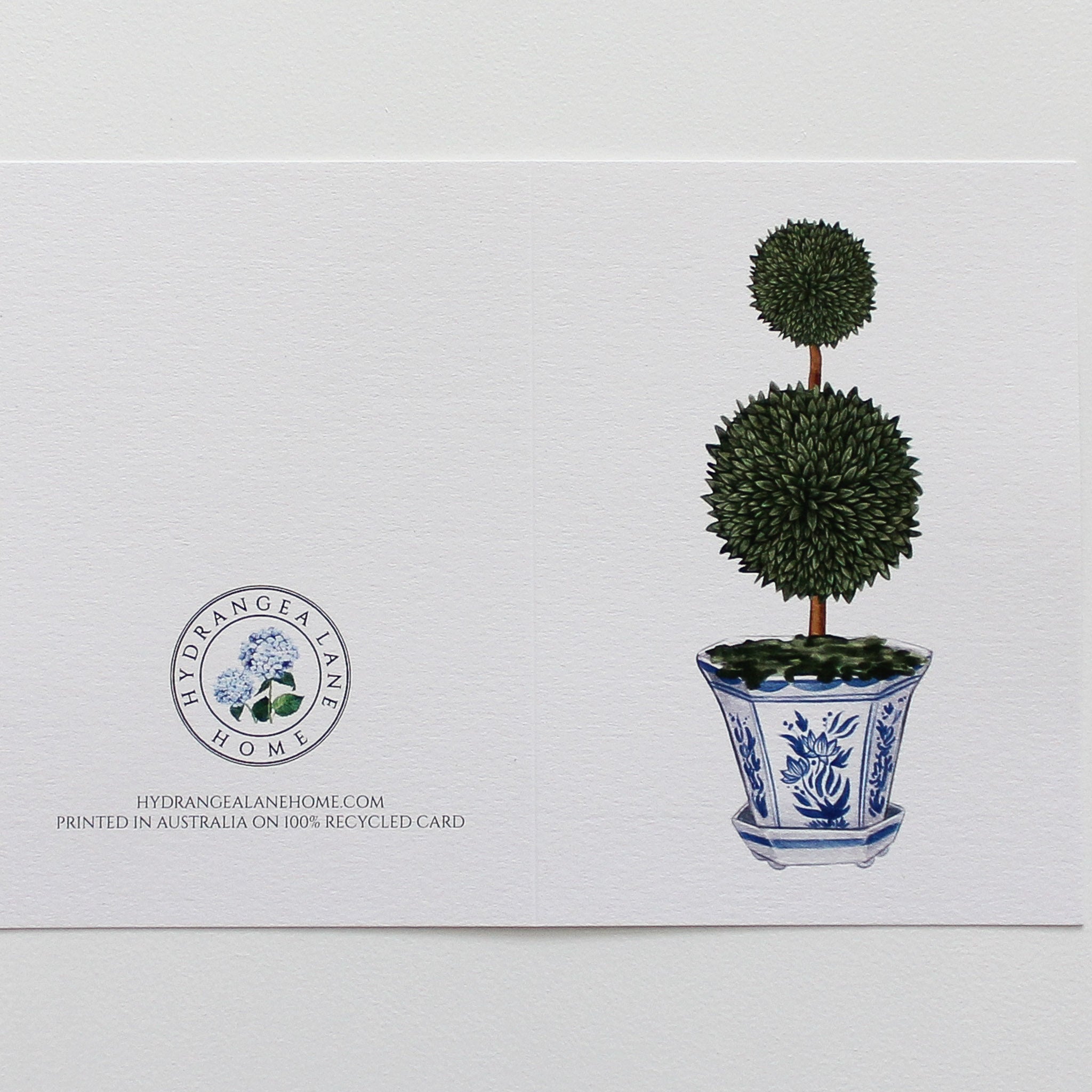 Topiary Tree in Chinoiserie Pot Greeting Card Watercolour
