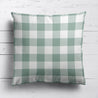 gingham check cotton linen fabric Eucalyptus green