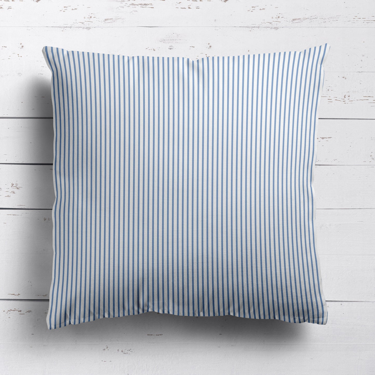 Petite Stripe cotton linen fabric in Breeze blue