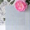 Petite Stripe cotton linen fabric in Breeze blue