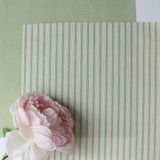 Petite stripe cotton linen fabric elderflower green