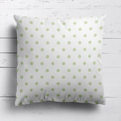 Spot Dot cotton linen cushion in Elderflowerl green