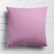 Ticking Stripe cotton linen cushion in Raspberry pink