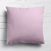 Ticking Stripe cotton linen cushion in Tickled pink