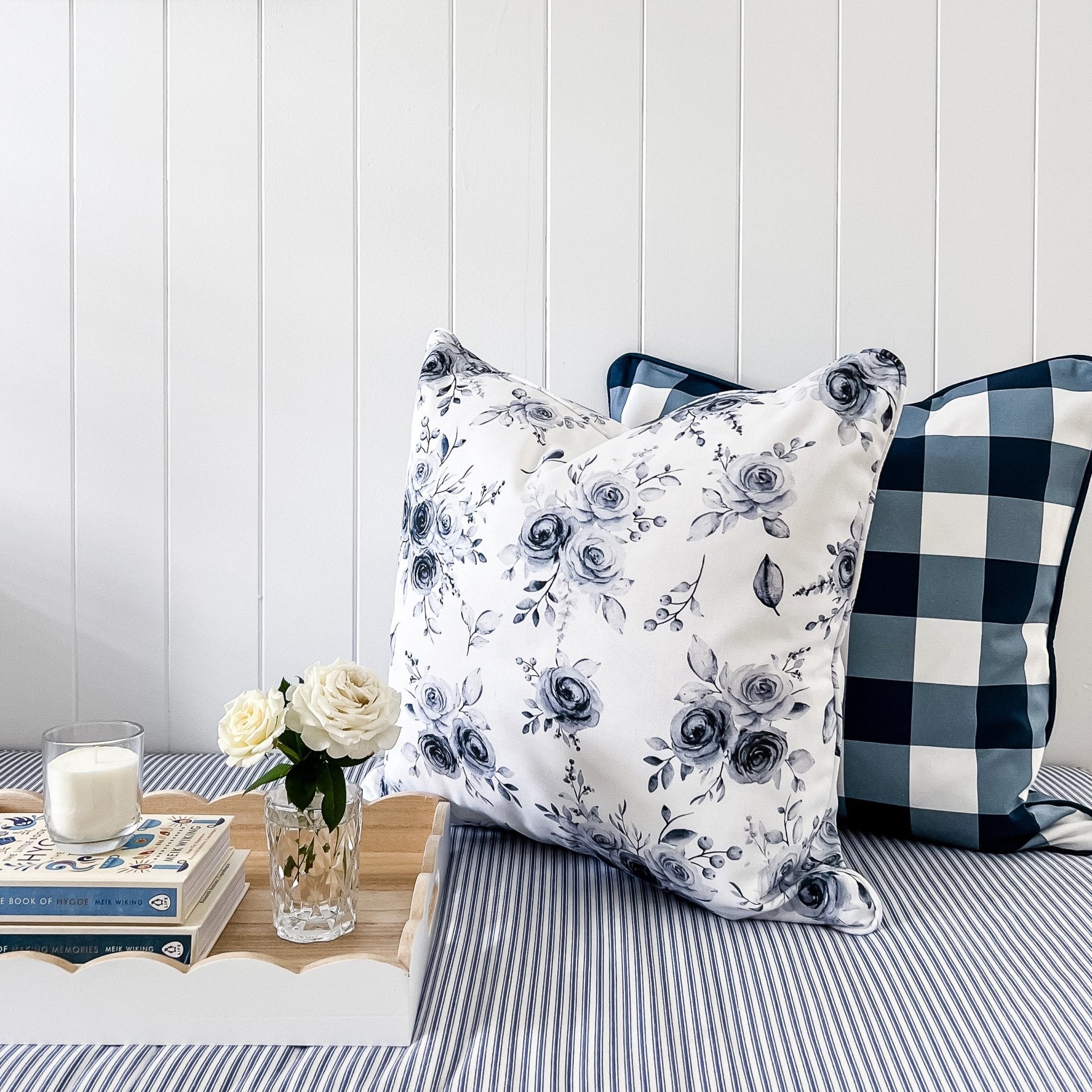 Adele Blue Roses Cushion - Hydrangea Lane Home