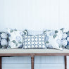 Amalfi Flower Cushion- Blues and Neutrals - Hydrangea Lane Home