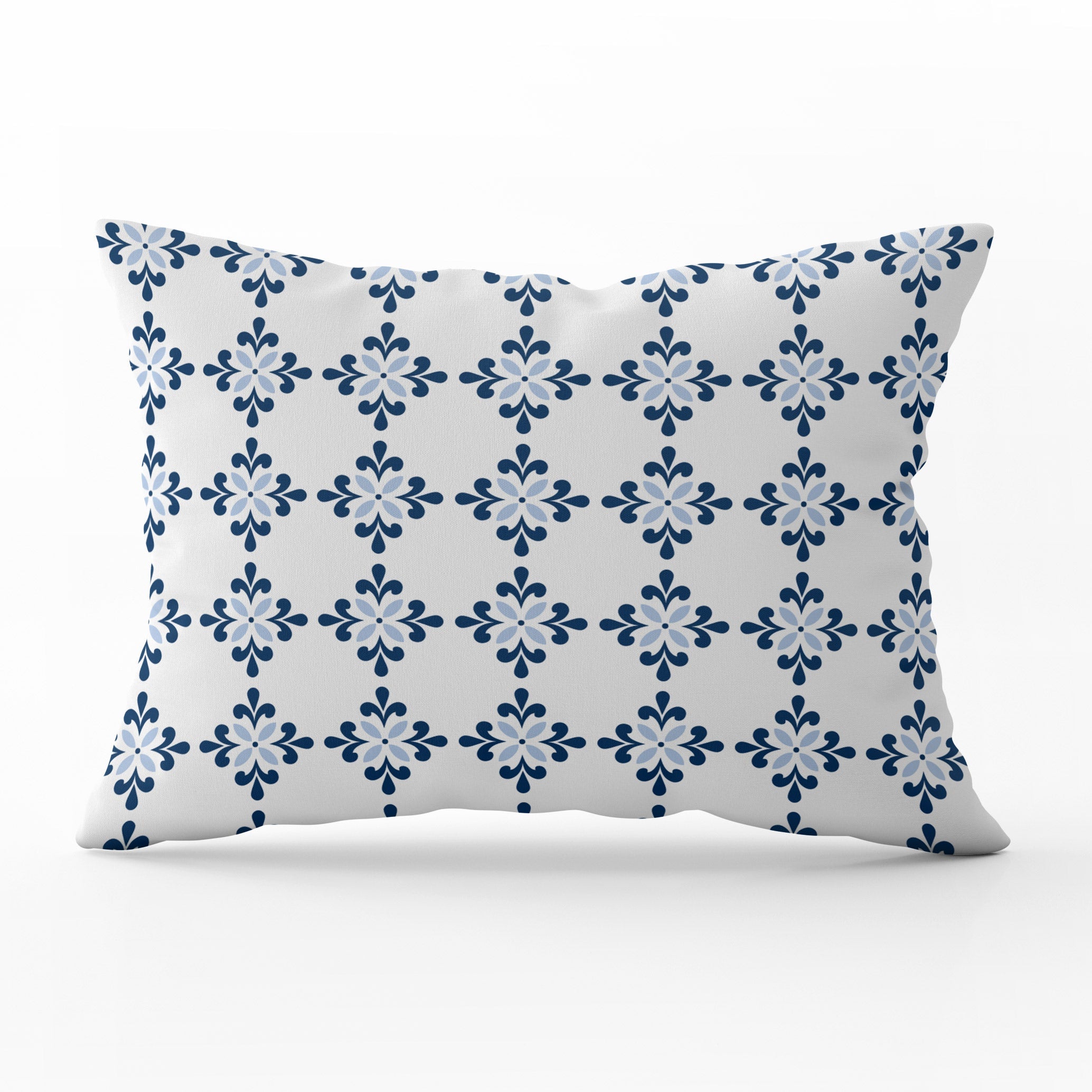 Amalfi Flower Cushion- Blues and Neutrals - Hydrangea Lane Home