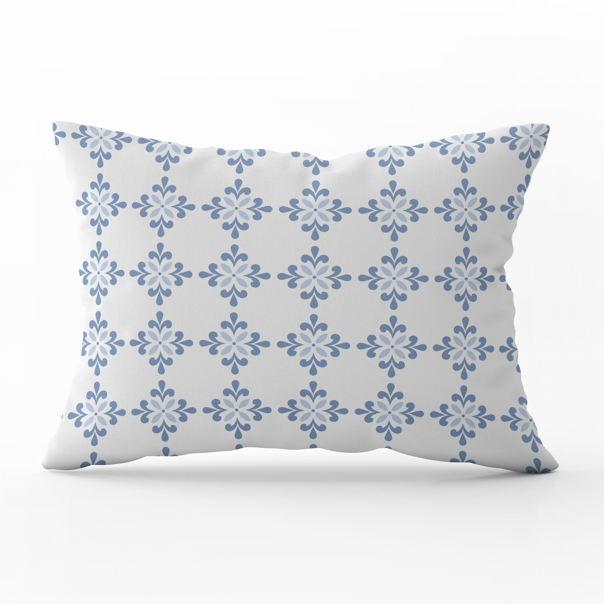 Amalfi Flower Cushion- Blues and Neutrals - Hydrangea Lane Home