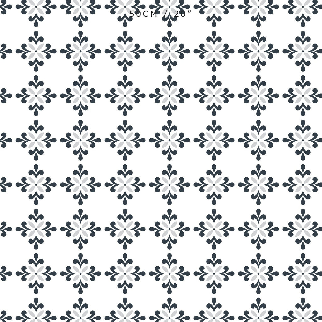 Amalfi Flower Fabric - Graphite-Dove - Hydrangea Lane Home