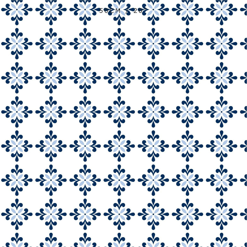 Amalfi Flower Fabric - Navy-Cornflower - Hydrangea Lane Home