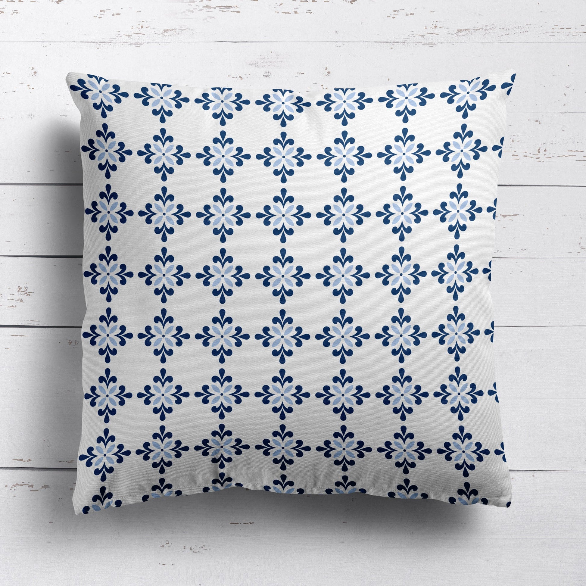 Amalfi Flower Fabric - Navy-Cornflower - Hydrangea Lane Home