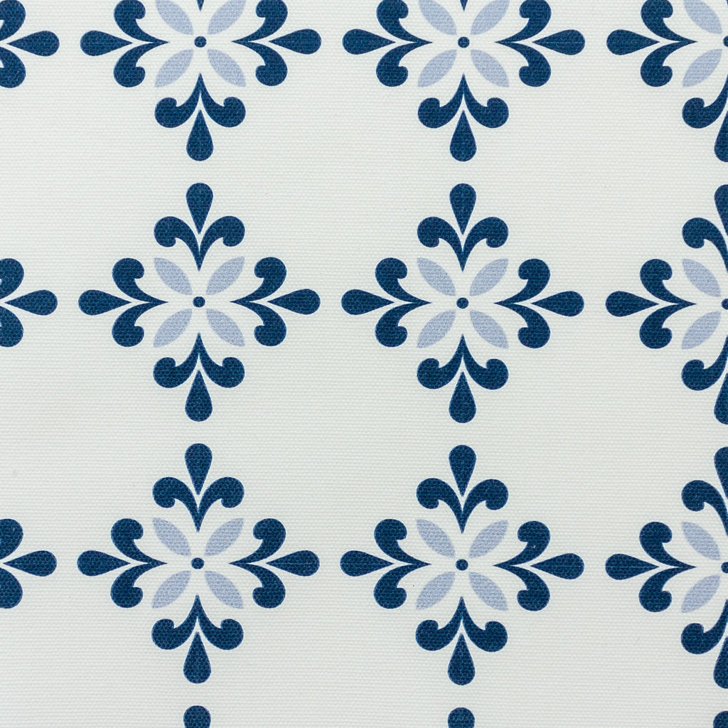 Amalfi Flower Fabric - Navy-Cornflower - Hydrangea Lane Home