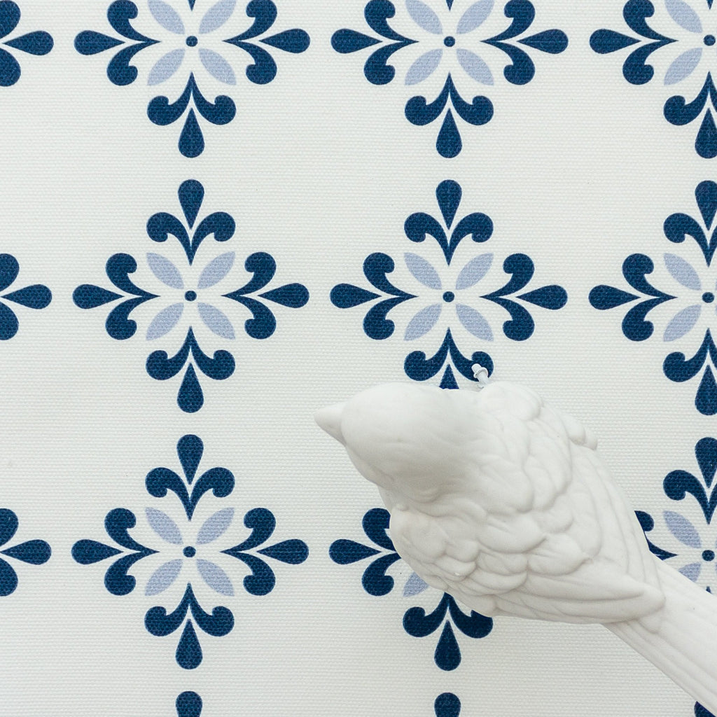 Amalfi Flower Fabric - Navy-Cornflower - Hydrangea Lane Home