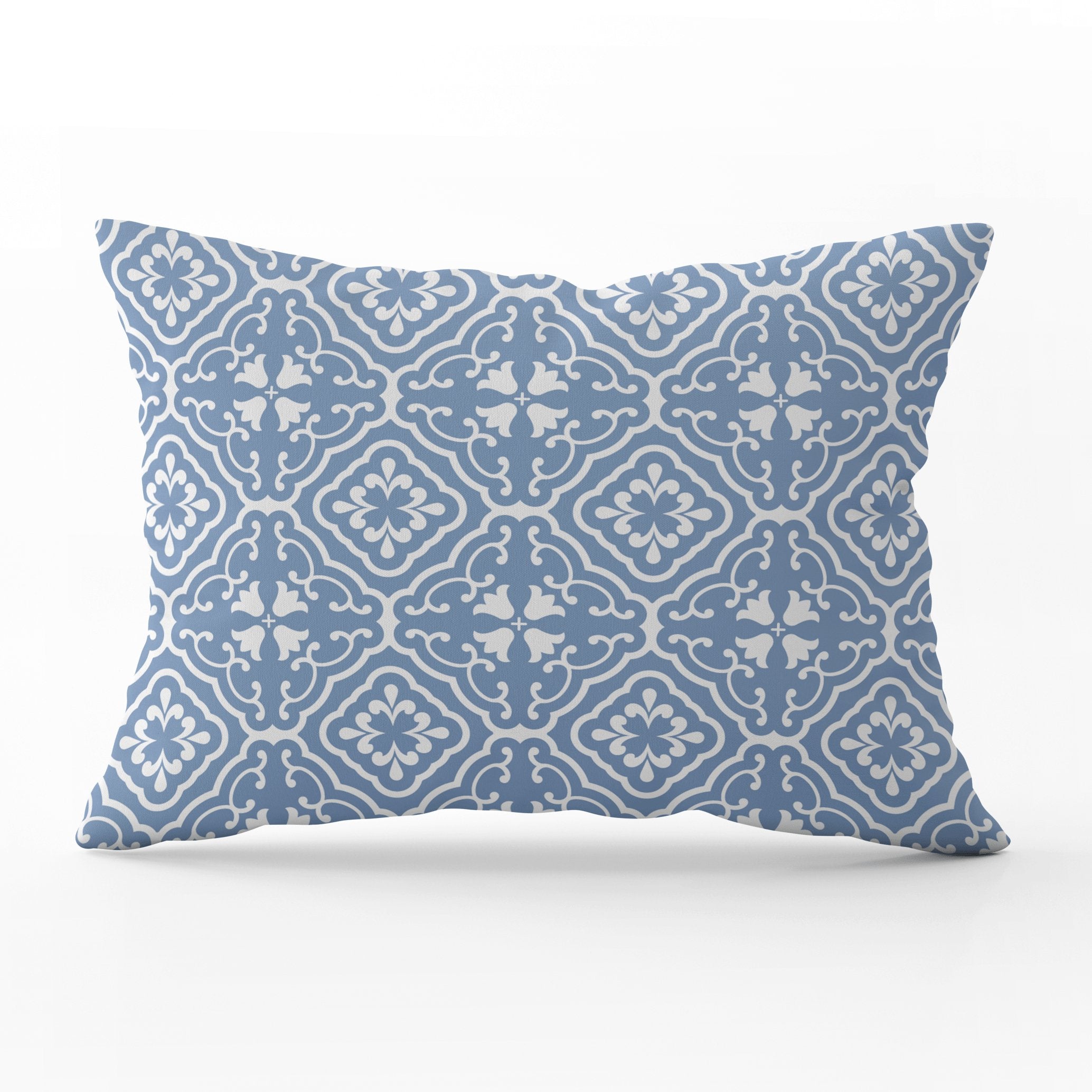 Amalfi Tulip Scroll Cushion - Blues - Hydrangea Lane Home