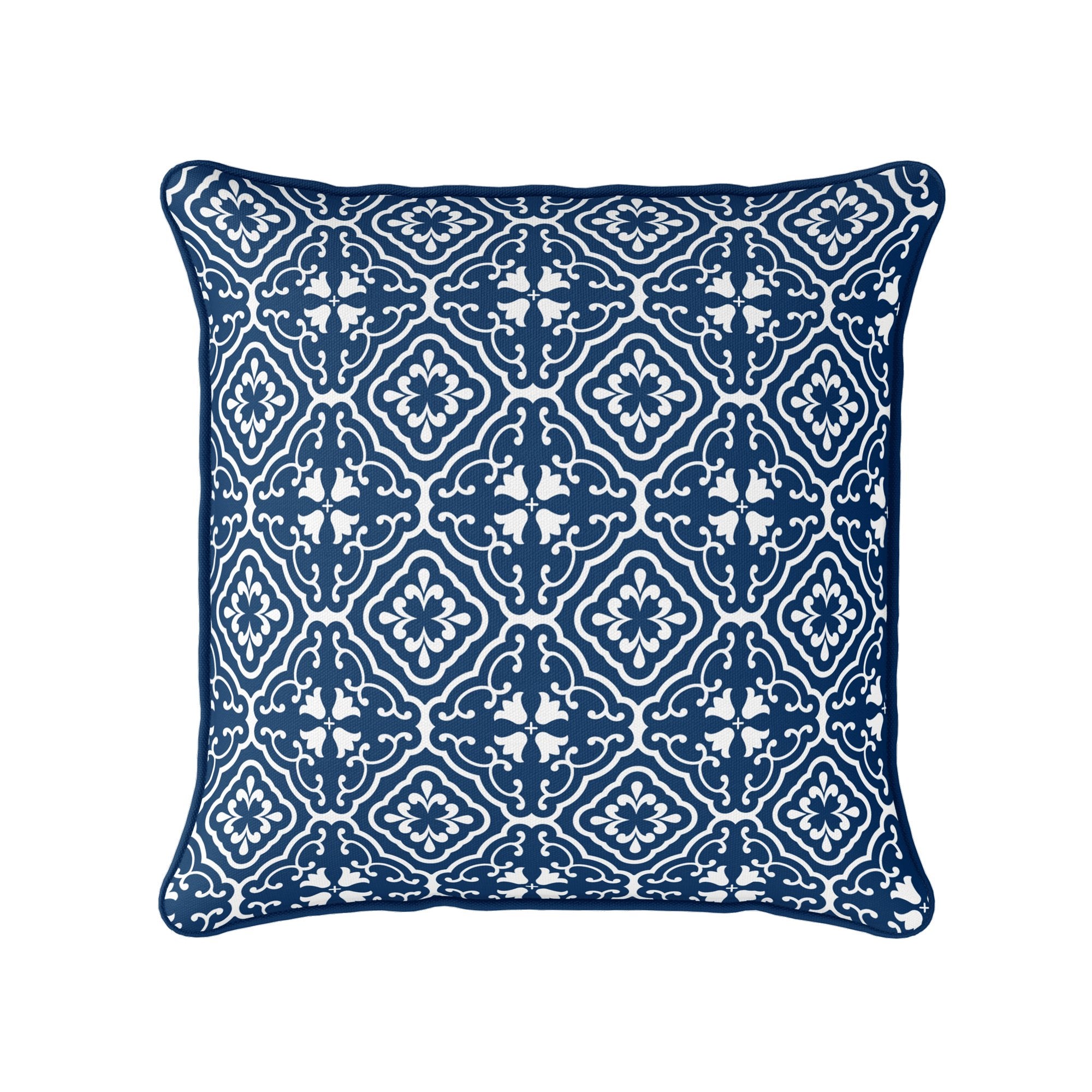 Amalfi Tulip Scroll Cushion - Blues - Hydrangea Lane Home