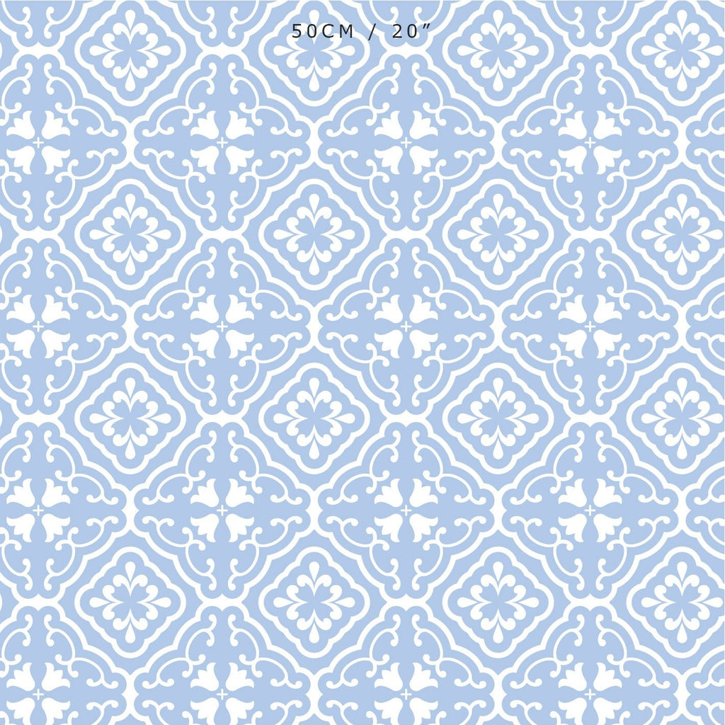 Amalfi Tulip Scroll Fabric - Cornflower - Hydrangea Lane Home
