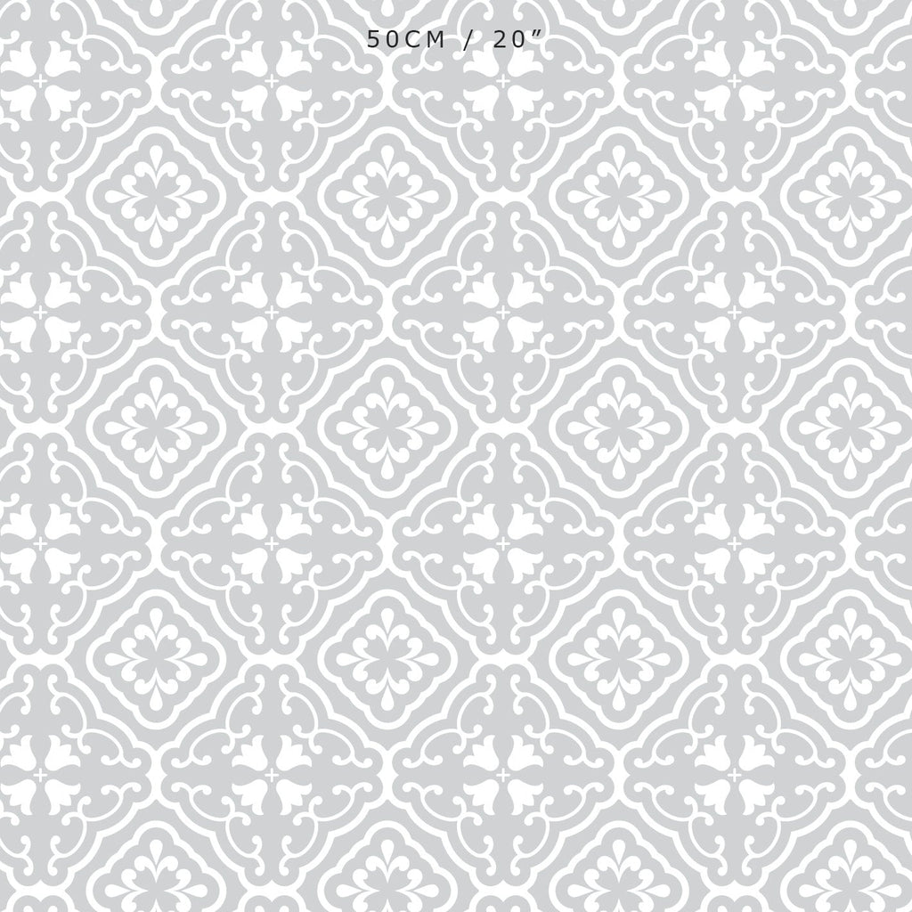 Amalfi Tulip Scroll Fabric - Dove - Hydrangea Lane Home