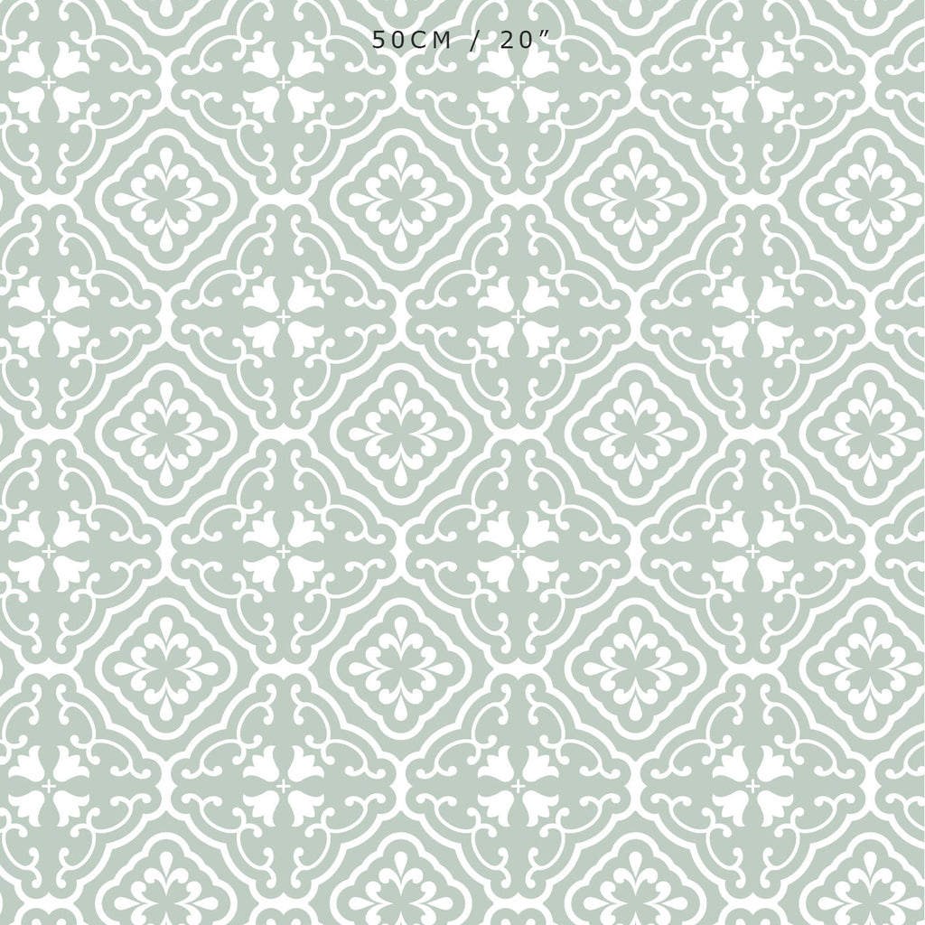 Amalfi Tulip Scroll Fabric - Eau De Nil - Hydrangea Lane Home