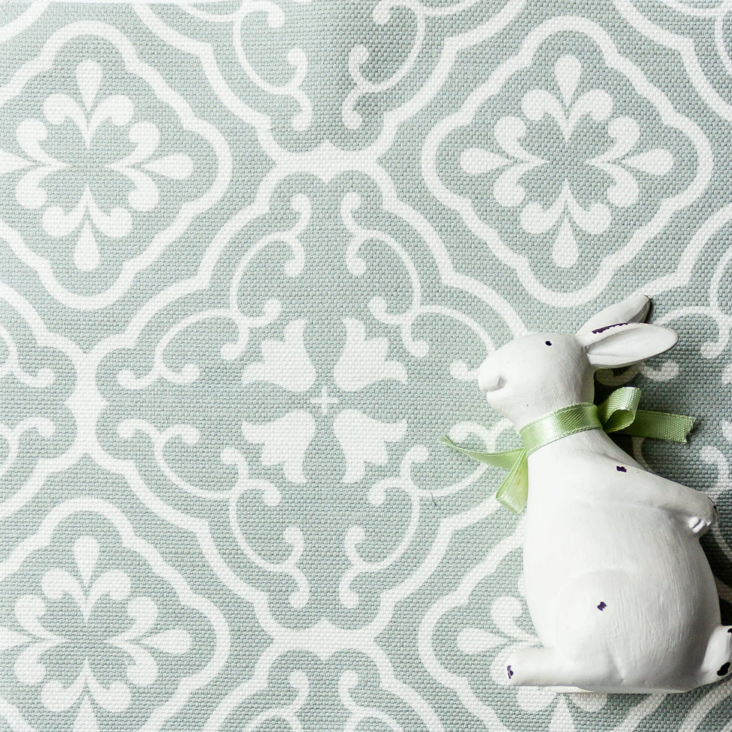 Amalfi Tulip Scroll Fabric - Eau De Nil - Hydrangea Lane Home