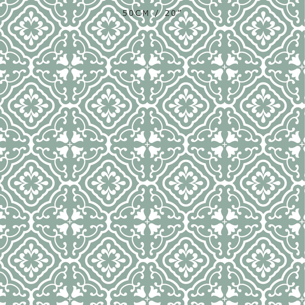 Amalfi Tulip Scroll Fabric - Eucalyptus - Hydrangea Lane Home