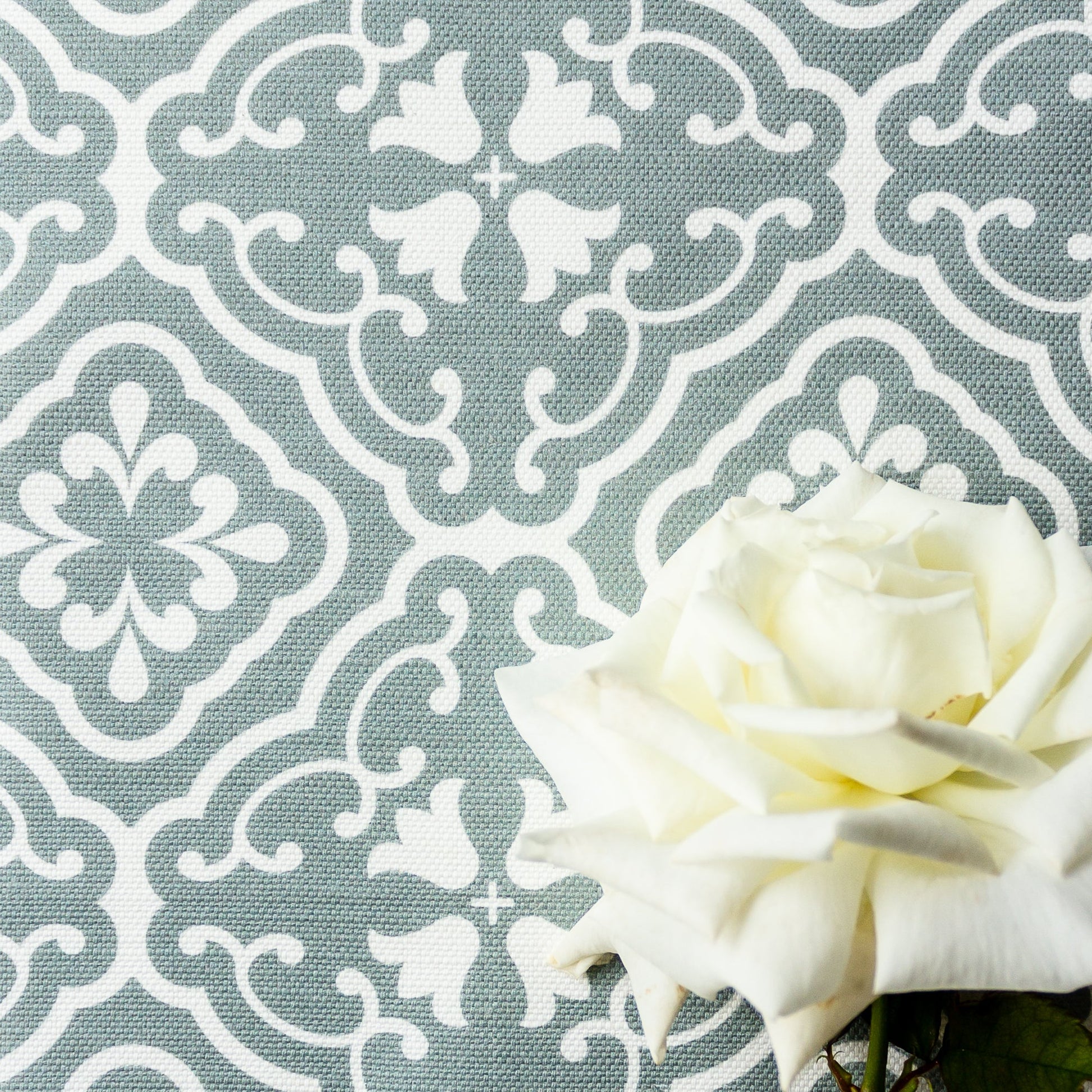 Amalfi Tulip Scroll Fabric - Eucalyptus - Hydrangea Lane Home