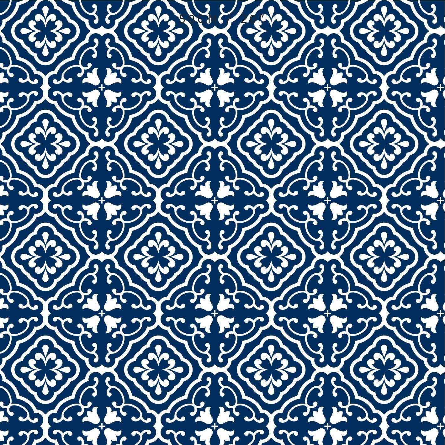 Amalfi Tulip Scroll Fabric - Navy - Hydrangea Lane Home