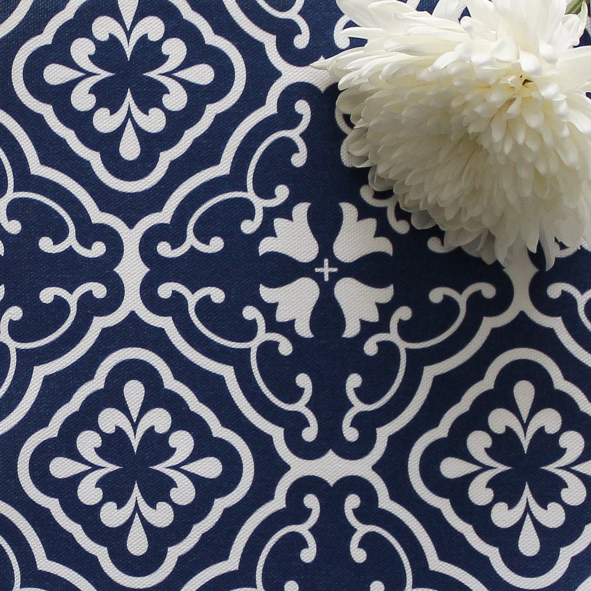 Amalfi Tulip Scroll Fabric - Navy - Hydrangea Lane Home