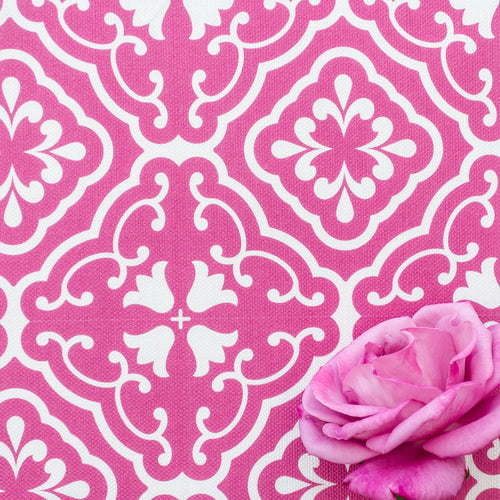 Amalfi Tulip Scroll Fabric - Raspberry - Hydrangea Lane Home