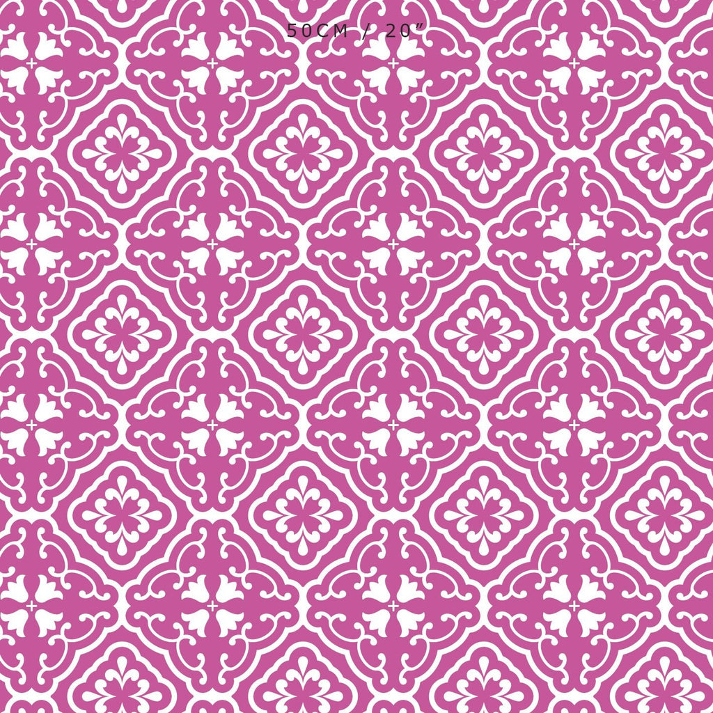Amalfi Tulip Scroll Fabric - Raspberry - Hydrangea Lane Home