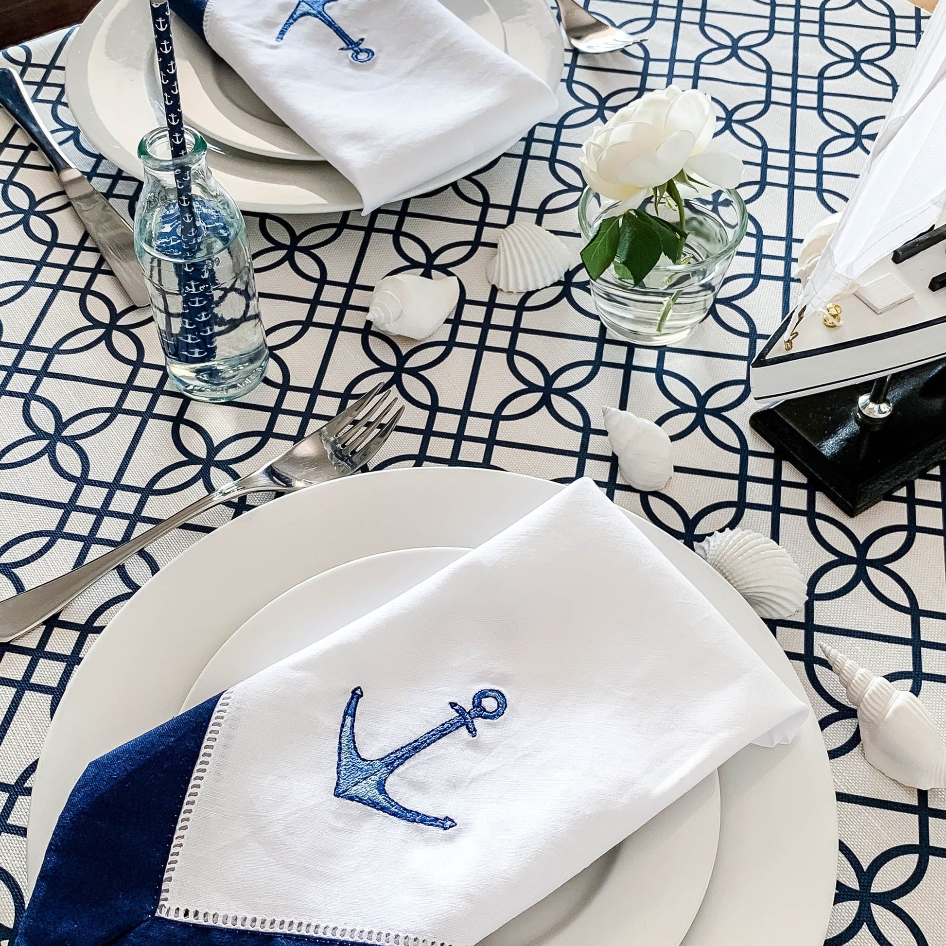 Anchor Embroidered Napkin - Hydrangea Lane Home