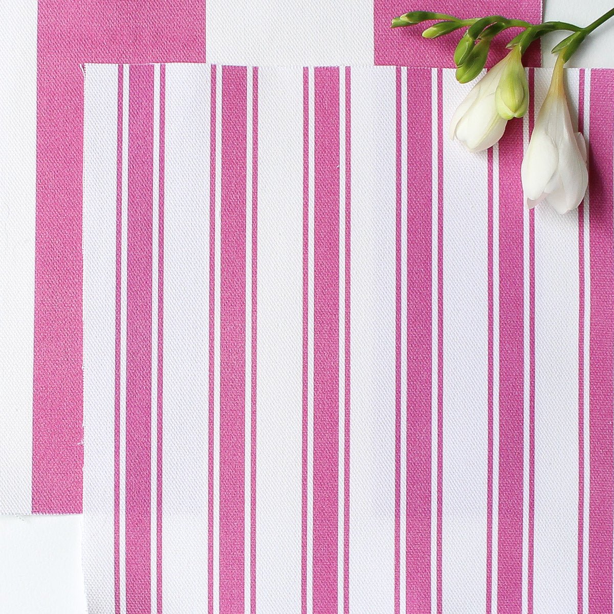 Awning Stripe Fabric - Raspberry - Hydrangea Lane Home