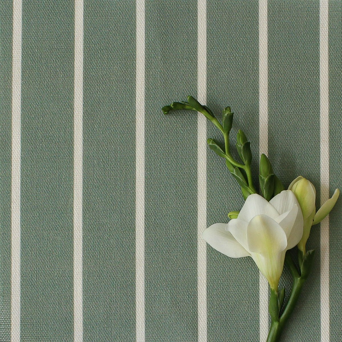 Breton Stripe Reverse Fabric - Eucalyptus - Hydrangea Lane Home