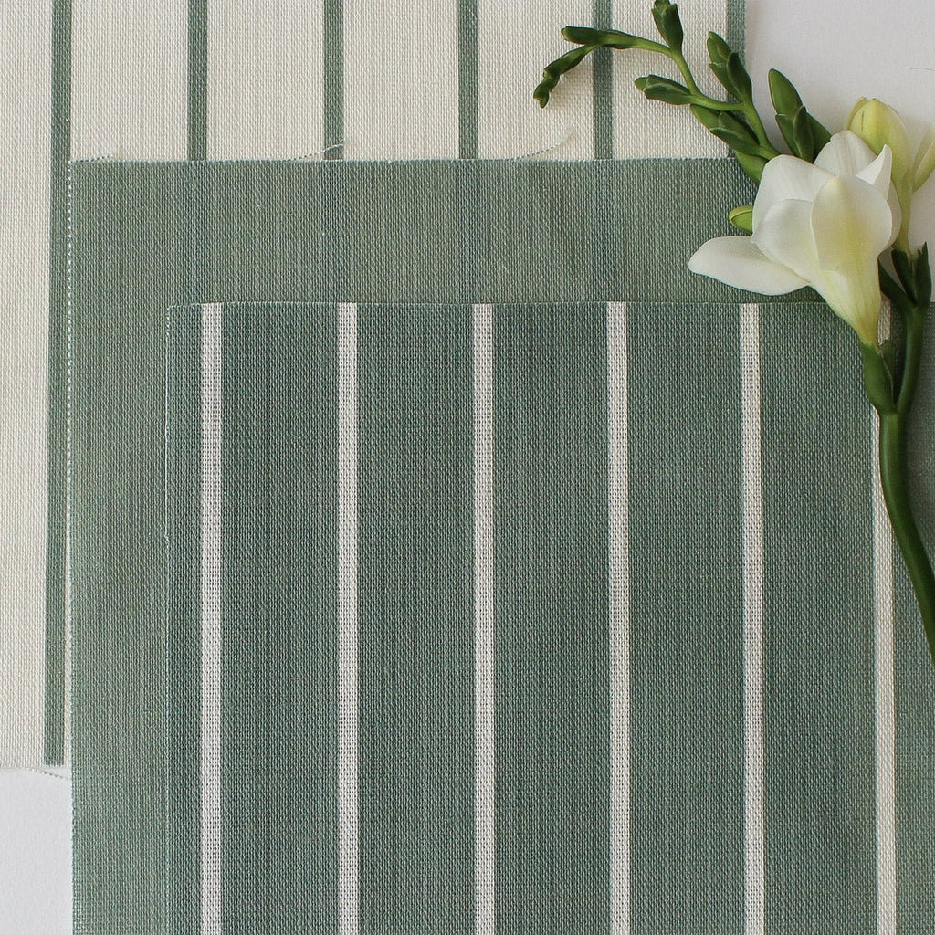 Breton Stripe Reverse Fabric - Eucalyptus - Hydrangea Lane Home
