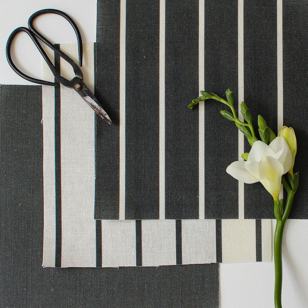 Breton Stripe Reverse Fabric - Graphite - Hydrangea Lane Home
