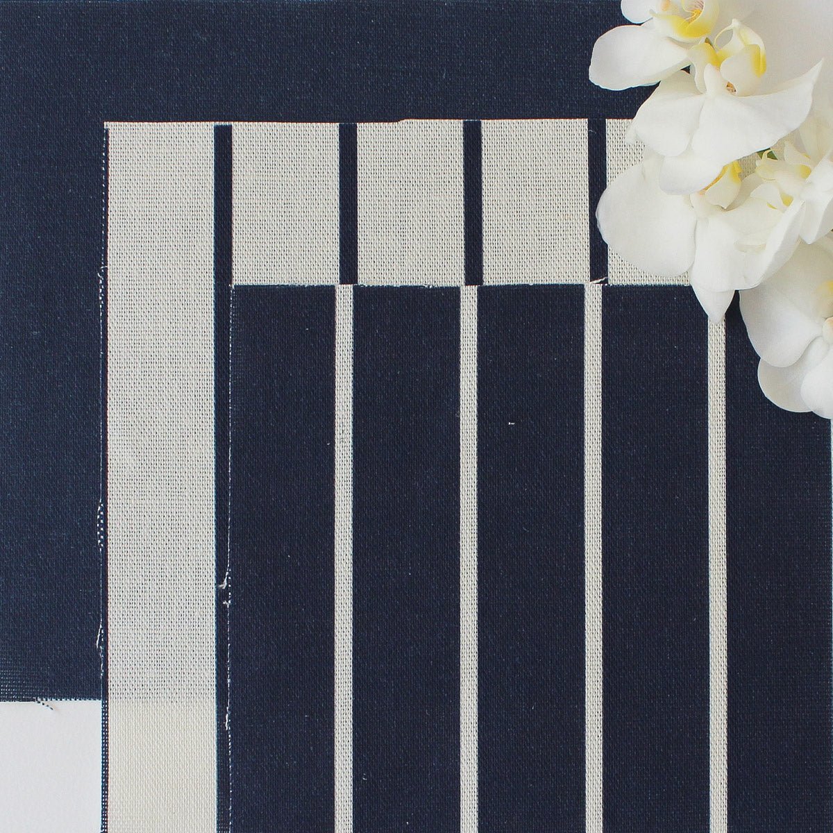 Breton Stripe Reverse Fabric - Navy - Hydrangea Lane Home