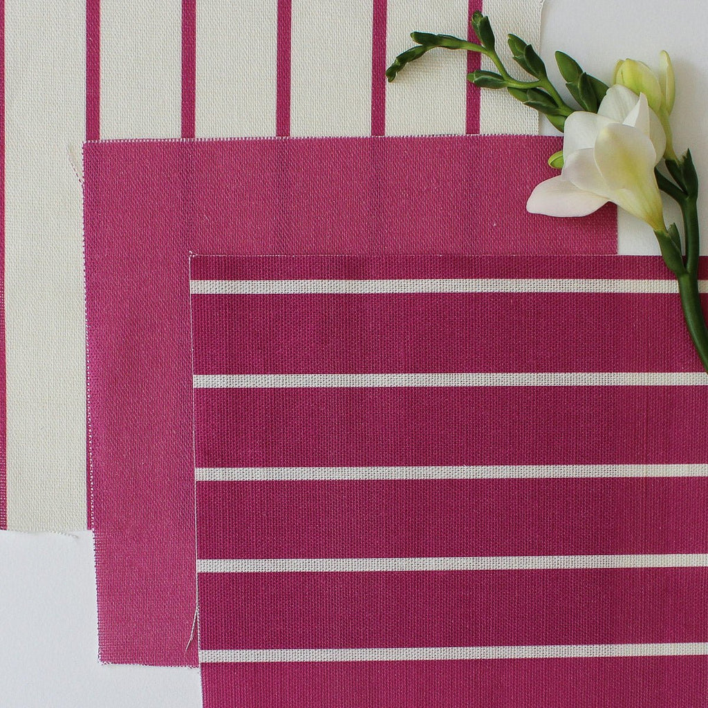 Breton Stripe Reverse Fabric - Raspberry - Hydrangea Lane Home