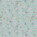 Camellia Garden Pink Fabric - Eau de Nil - Hydrangea Lane Home