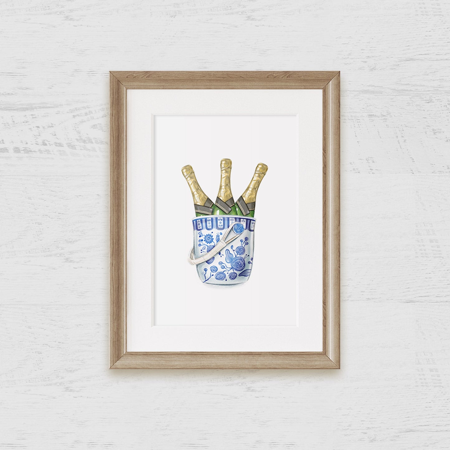 Chinoiserie Champagne Ice Bucket Art Print - Hydrangea Lane Home