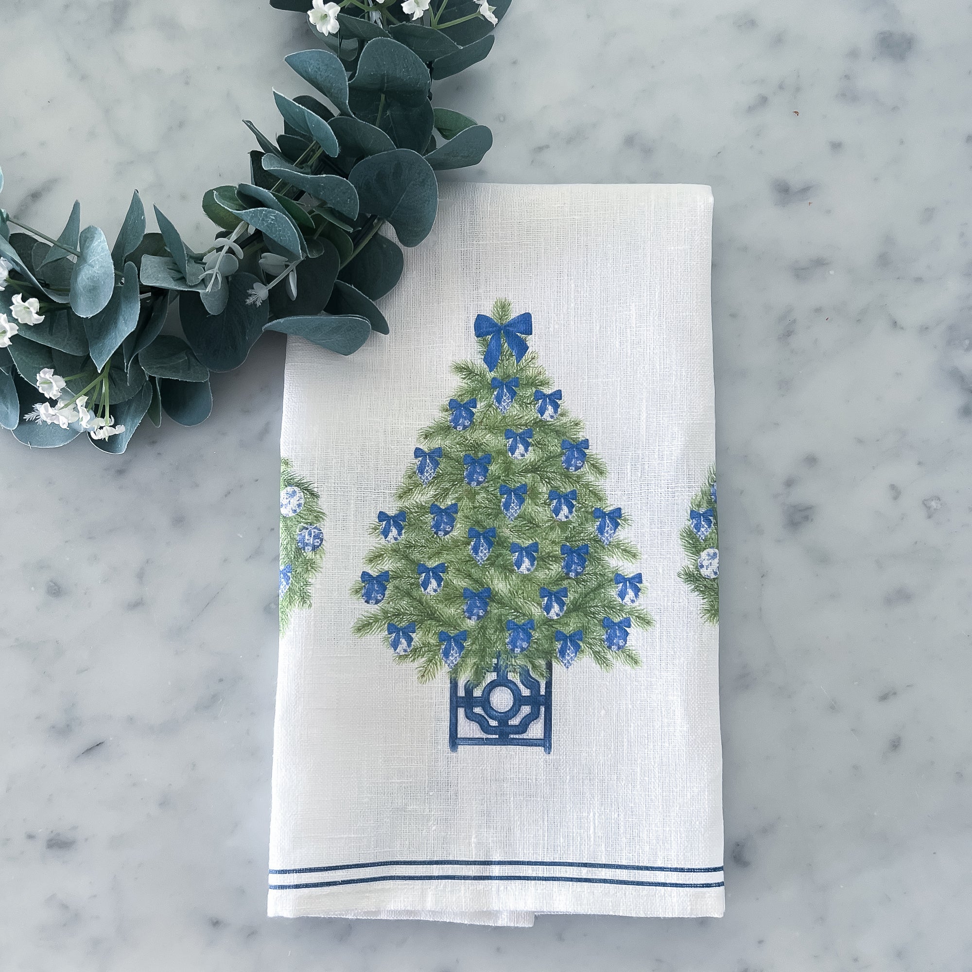 Christmas Dish Towels, Christmas Tree Embroidered Tea Towel