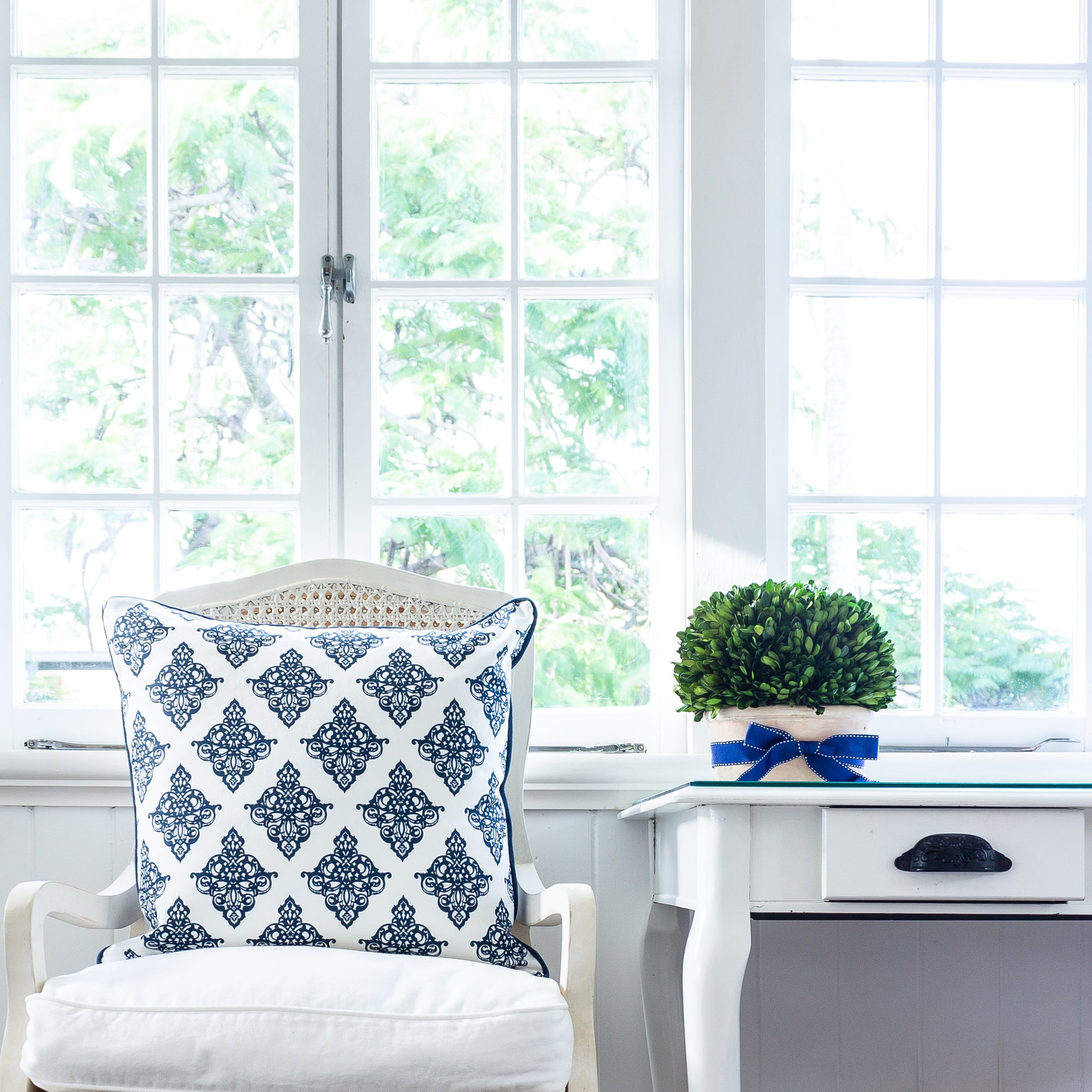 Damask Cushion - Blues - Hydrangea Lane Home