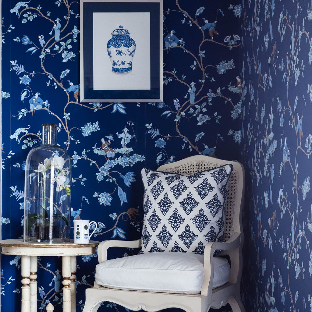 Damask Cushion - Blues - Hydrangea Lane Home