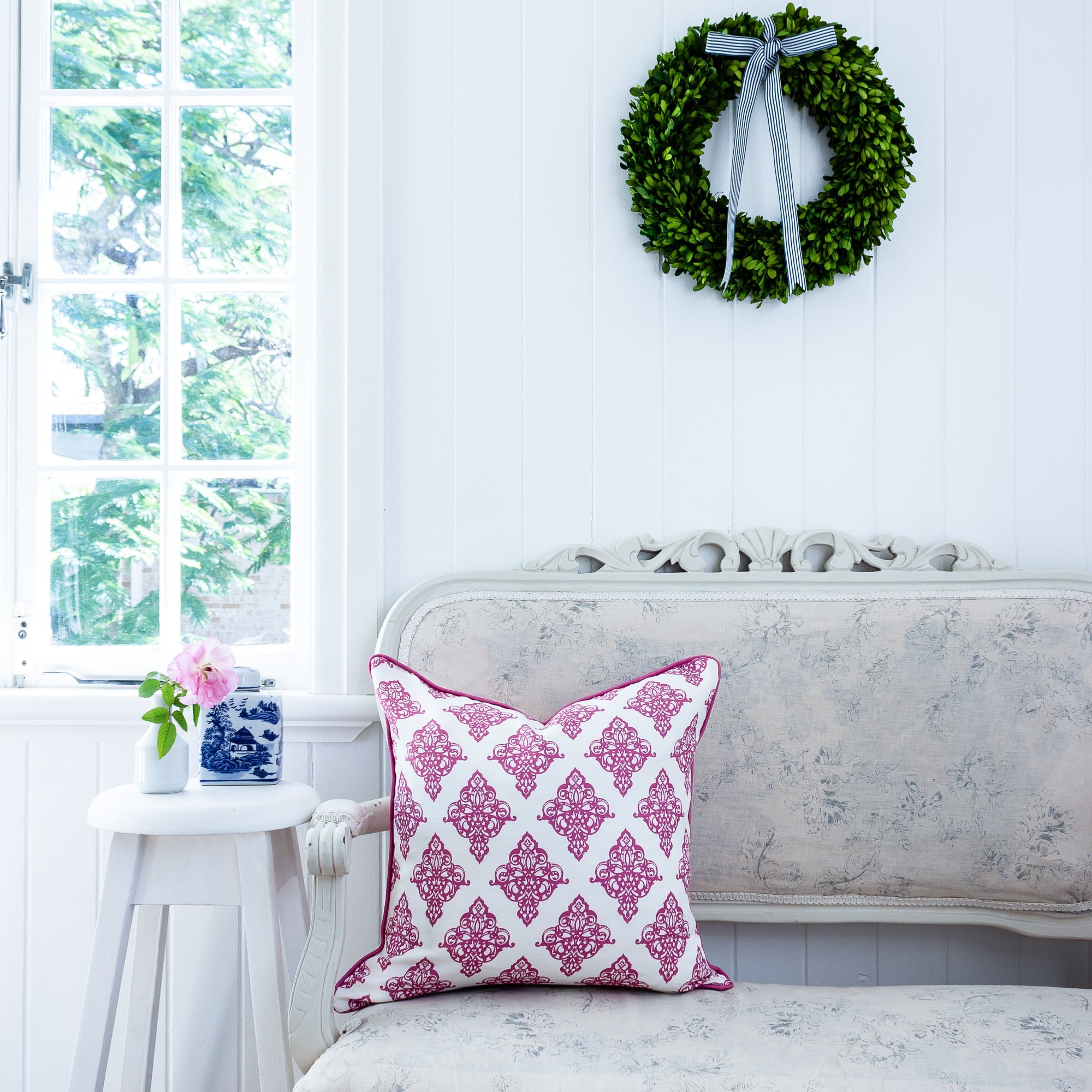 Damask Cushion - Pinks - Hydrangea Lane Home