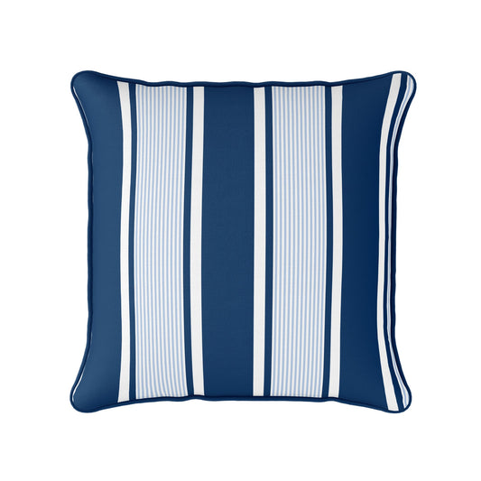 Deckchair Multi Stripe Cushion- Blues and Neutrals - Hydrangea Lane Home